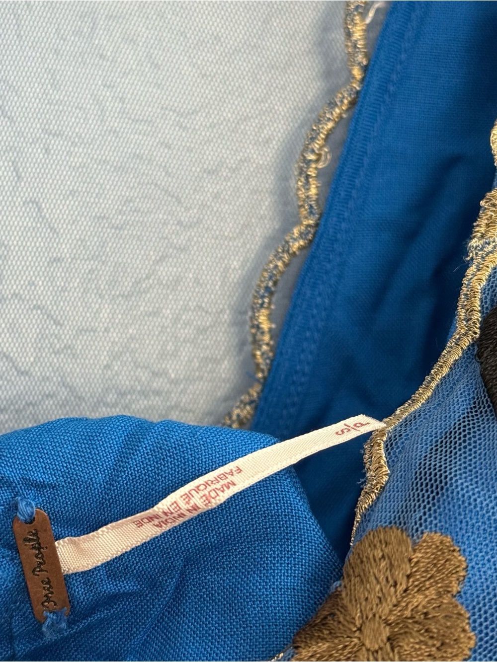 Free People Hearts Are Wild Embroidered Blue Mini Dress Small - Picture 7 of 7